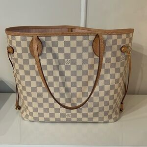 Authentic Louis Vuitton Neverfull MM Damien Azur Rose Ballerine
